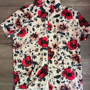 Floral Red and Black Men's Shirt